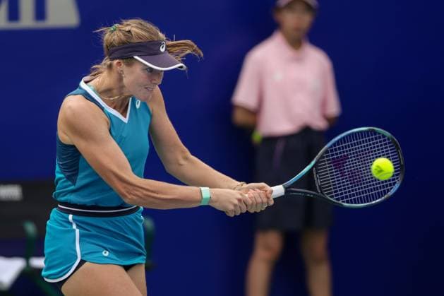 WUHAN, CHINA - OCTOBER 06: Olivia Gadecki of Australia competes in the Women s Singles Qualifying second round match against Moyuka Uchijima of Japan on day two of 2024 Wuhan Open at Optics Valley International Tennis Center on October 6, 2024 in Wuhan, Hubei Province of China.  Copyright: xVCGx 111522166226