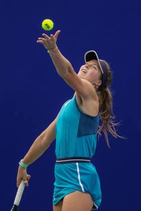 WUHAN, CHINA - OCTOBER 06: Olivia Gadecki of Australia competes in the Women s Singles Qualifying second round match against Moyuka Uchijima of Japan on day two of 2024 Wuhan Open at Optics Valley International Tennis Center on October 6, 2024 in Wuhan, Hubei Province of China.  Copyright: xVCGx 111522166220
