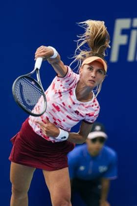 WUHAN, CHINA - OCTOBER 06: Lesia Tsurenko of Ukraine competes in the Women s Singles Qualifying second round match against Erika Andreeva of Russia on day two of 2024 Wuhan Open at Optics Valley International Tennis Center on October 6, 2024 in Wuhan, Hubei Province of China.  Copyright: xVCGx 111522167114