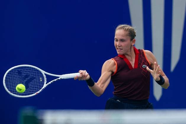 WUHAN, CHINA - OCTOBER 06: Erika Andreeva of Russia competes in the Women s Singles Qualifying second round match against Lesia Tsurenko of Ukraine on day two of 2024 Wuhan Open at Optics Valley International Tennis Center on October 6, 2024 in Wuhan, Hubei Province of China.  Copyright: xVCGx 111522167111
