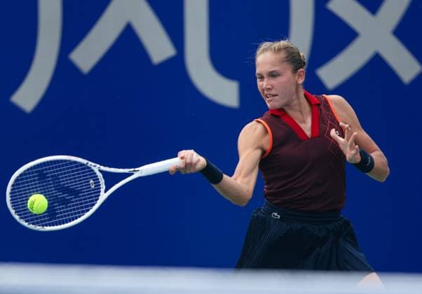 WUHAN, CHINA - OCTOBER 06: Erika Andreeva of Russia competes in the Women s Singles Qualifying second round match against Lesia Tsurenko of Ukraine on day two of 2024 Wuhan Open at Optics Valley International Tennis Center on October 6, 2024 in Wuhan, Hubei Province of China.  Copyright: xVCGx 111522167106