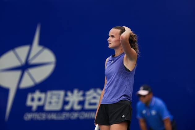 WUHAN, CHINA - OCTOBER 06: Clara Burel of France reacts in the Women s Singles Qualifying second round match against Cristina Bucsa of Spain on day two of 2024 Wuhan Open at Optics Valley International Tennis Center on October 6, 2024 in Wuhan, Hubei Province of China.  Copyright: xVCGx 111522168533