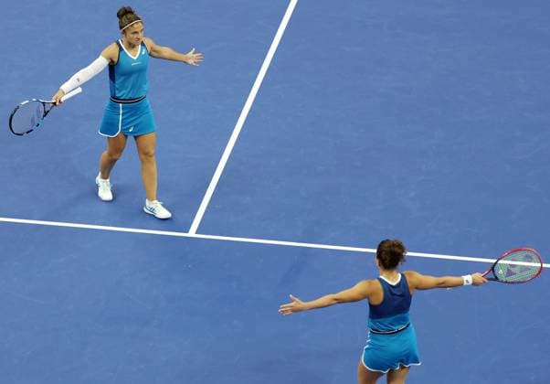 (241006) -- BEIJING, Oct. 6, 2024 -- Winners Sara Errani (L) Jasmine Paolini of Italy celebrate after winning the women s doubles final against Chan Hao-Ching of Chinese Taipei Veronica Kudermetova of Russia at the 2024 China Open tennis tournament in Beijing, China, Oct. 6, 2024. ) (SP)CHINA-BEIJING-TENNIS-CHINA OPEN-WOMEN S DOUBLES-FINAL (CN) ZhangxChenlin 