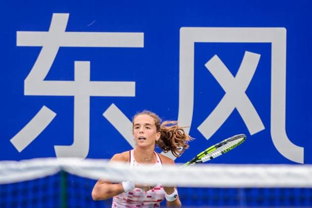 WUHAN, CHINA - OCTOBER 06: Lucia Bronzetti of Italy competes in the Women s Singles Qualifying second round match against Camila Osorio of Colombia on day two of 2024 Wuhan Open at Optics Valley International Tennis Center on October 6, 2024 in Wuhan, Hubei Province of China.  Copyright: xVCGx 111522186756