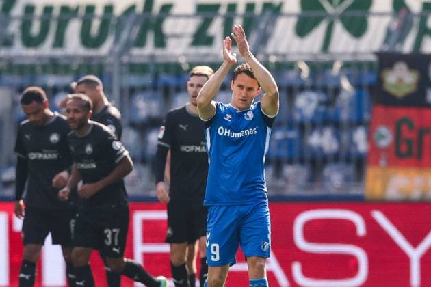 Goalscorer Martijn Kaars 1 FC Magdeburg,9 scores to 2 0 2 Soccer Bundesliga Season 2024 2025 1 FC Magdeburg vs SpVgg Greuther Fürth at the Avnet Arena in Magdeburg Action,Soccer,Man,Men,Germany,06 10 2024