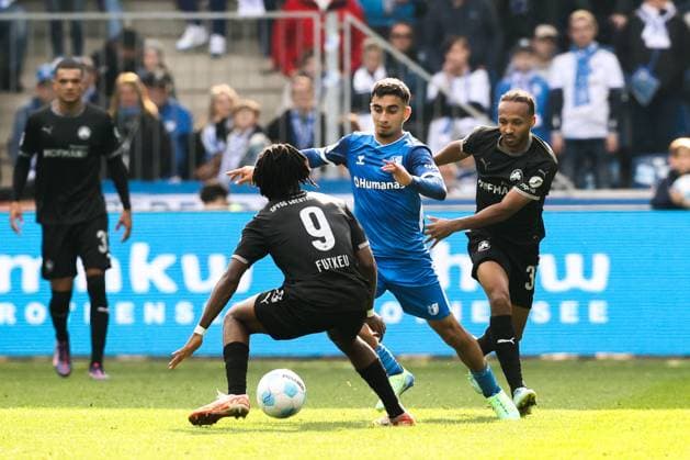 Livan Burcu 1 FC Magdeburg,29 vs Noel Futkeu l ,SpVgg Greuther Fürth,9 and Julian Green SpVgg Greuther Fürth,37 2 Soccer Bundesliga Season 2024 2025 1 FC Magdeburg vs SpVgg Greuther Fürth at the Avnet Arena in Magdeburg Action,Soccer,Man,Men,Germany,06 10 2024