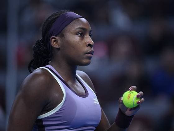 (241006) -- BEIJING, Oct. 6, 2024 -- Coco Gauff of the United States reacts during the women s singles final match against Karolina Muchova of the Czech Republic at the 2024 China Open tennis tournament in Beijing, China, Oct. 6, 2024. ) (SP)CHINA-BEIJING-TENNIS-CHINA OPEN-WOMEN S SINGLES-FINAL (CN) ZhangxLong 