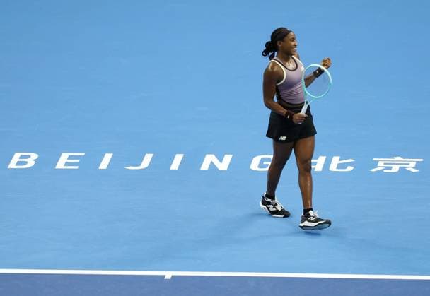 (241006) -- BEIJING, Oct. 6, 2024 -- Coco Gauff of the United States celebrates after winning the women s singles final match against Karolina Muchova of the Czech Republic at the 2024 China Open tennis tournament in Beijing, China, Oct. 6, 2024. ) (SP)CHINA-BEIJING-TENNIS-CHINA OPEN-WOMEN S SINGLES-FINAL (CN) ZhangxChenlin 