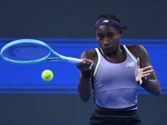 (241006) -- BEIJING, Oct. 6, 2024 -- Coco Gauff of the United States hits a return during the women s singles final match against Karolina Muchova of the Czech Republic at the 2024 China Open tennis tournament in Beijing, China, Oct. 6, 2024. ) (SP)CHINA-BEIJING-TENNIS-CHINA OPEN-WOMEN S SINGLES-FINAL (CN) ZhangxLong 
