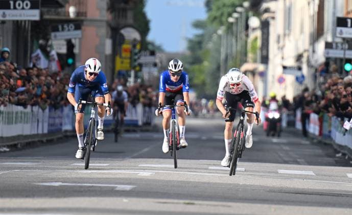 06-10-2024 Coppa Agostoni; 2024, Uae Team Emirates; 2024, Groupama - Fdj; 2024, Decathlon - Ag2r La Mondiale; Hirschi, Marc; Gregoire, Romain; Lapeira, Paul; Lissone; 