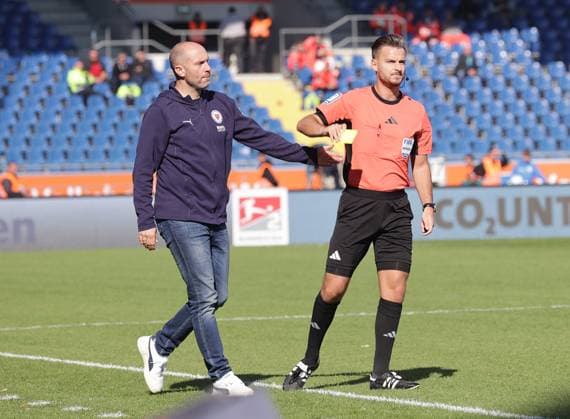 Referee Daniel Schlager, Head Coach Daniel Scherning Eintracht Braunschweig Football, Men, Season 2024 2025 2 BL, Eintracht Stadion, Eintracht Braunschweig vs Hannover 96, Lower Saxony derby, 2 0 DFL REGULATIONS PROHIBIT ANY USE OF PHOTOGRAPHS AS IMAGE SEQUENCES AND OR QUASI VIDEO