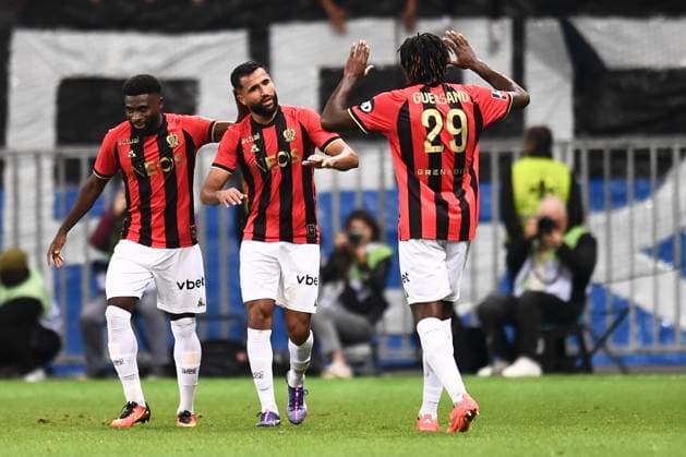 Fußball, OGC Nizza - Paris St. Germain OGC Nice v Paris Saint-Germain - Ligue 1 MCDonald s 2024 2025 07 Jeremie BOGA (ogcn) - 02 Ali ABDI (ogcn) during the Ligue 1 MCDonald s match between Nice and Paris at Allianz Riviera Stadium on October 6, 2024 in Nice, France. Nice France  Copyright: xFEPx 776218850