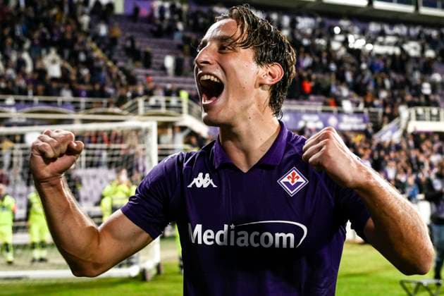 Edoardo Bove of ACF Fiorentina celebrates at the end of the Serie A football match between ACF Fiorentina and AC Milan at Artemio Franchi stadium in Firenze (Italy), October 6, 2024. andreaxstaccioli