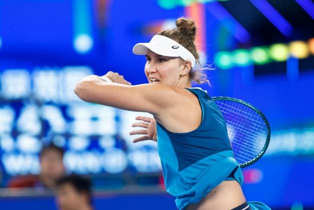 WUHAN, CHINA - OCTOBER 07: Beatriz Haddad Maia of Brazil competes in the Women s Singles Round of 64 match against Madison Keys of United States on day three of 2024 Wuhan Open at Optics Valley International Tennis Center on October 7, 2024 in Wuhan, Hubei Province of China.  Copyright: xVCGx 111522340944
