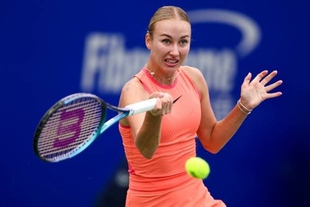WUHAN, CHINA - OCTOBER 07: Anastasia Potapova of Russia competes in the Women s Singles Round of 64 match against Katie Volynets of United States on day three of 2024 Wuhan Open at Optics Valley International Tennis Center on October 7, 2024 in Wuhan, Hubei Province of China.  Copyright: xVCGx 111522342636