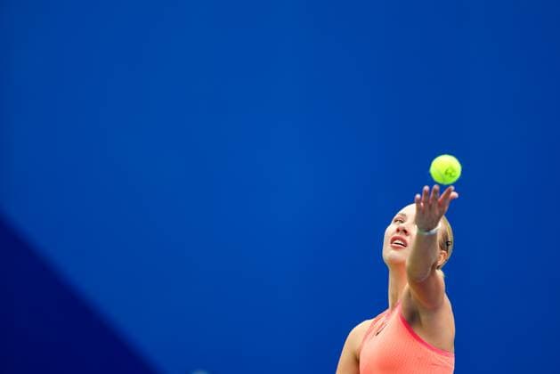 WUHAN, CHINA - OCTOBER 07: Anastasia Potapova of Russia competes in the Women s Singles Round of 64 match against Katie Volynets of United States on day three of 2024 Wuhan Open at Optics Valley International Tennis Center on October 7, 2024 in Wuhan, Hubei Province of China.  Copyright: xVCGx 111522341350