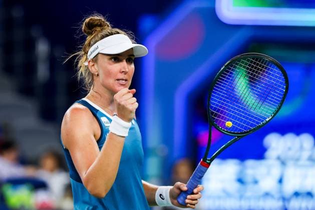 WUHAN, CHINA - OCTOBER 07: Beatriz Haddad Maia of Brazil reacts in the Women s Singles Round of 64 match against Madison Keys of United States on day three of 2024 Wuhan Open at Optics Valley International Tennis Center on October 7, 2024 in Wuhan, Hubei Province of China.  Copyright: xVCGx 111522348445