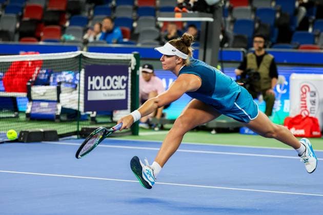 WUHAN, CHINA - OCTOBER 07: Beatriz Haddad Maia of Brazil competes in the Women s Singles Round of 64 match against Madison Keys of United States on day three of 2024 Wuhan Open at Optics Valley International Tennis Center on October 7, 2024 in Wuhan, Hubei Province of China.  Copyright: xVCGx 111522348442