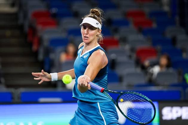 WUHAN, CHINA - OCTOBER 07: Beatriz Haddad Maia of Brazil competes in the Women s Singles Round of 64 match against Madison Keys of United States on day three of 2024 Wuhan Open at Optics Valley International Tennis Center on October 7, 2024 in Wuhan, Hubei Province of China.  Copyright: xVCGx 111522348436