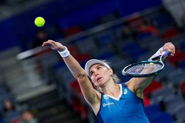 WUHAN, CHINA - OCTOBER 07: Beatriz Haddad Maia of Brazil competes in the Women s Singles Round of 64 match against Madison Keys of United States on day three of 2024 Wuhan Open at Optics Valley International Tennis Center on October 7, 2024 in Wuhan, Hubei Province of China.  Copyright: xVCGx 111522348435