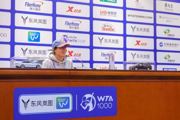 WUHAN, CHINA - OCTOBER 07: Emma Navarro of United States attends a press conference, PK, Pressekonferenz on day three of 2024 Wuhan Open at Optics Valley International Tennis Center on October 7, 2024 in Wuhan, Hubei Province of China.  Copyright: xVCGx 111522366315