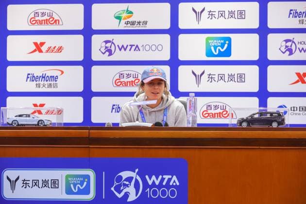 WUHAN, CHINA - OCTOBER 07: Emma Navarro of United States attends a press conference, PK, Pressekonferenz on day three of 2024 Wuhan Open at Optics Valley International Tennis Center on October 7, 2024 in Wuhan, Hubei Province of China.  Copyright: xVCGx 111522366311