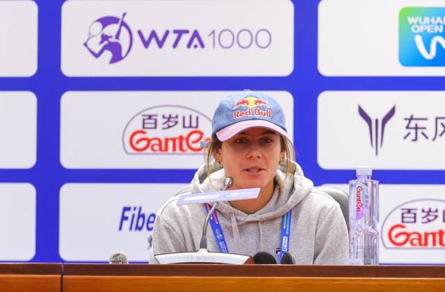 WUHAN, CHINA - OCTOBER 07: Emma Navarro of United States attends a press conference, PK, Pressekonferenz on day three of 2024 Wuhan Open at Optics Valley International Tennis Center on October 7, 2024 in Wuhan, Hubei Province of China.  Copyright: xVCGx 111522366310
