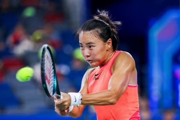 WUHAN, CHINA - OCTOBER 07: Yuan Yue of China competes in the Women s Singles Round of 64 match against Clara Burel of France on day three of 2024 Wuhan Open at Optics Valley International Tennis Center on October 7, 2024 in Wuhan, Hubei Province of China.  Copyright: xVCGx 111522382668