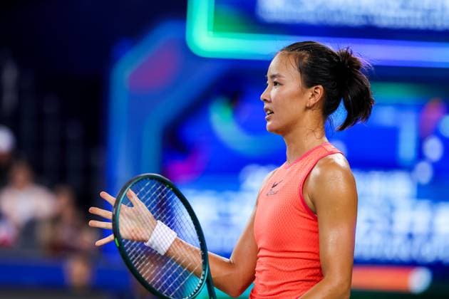 WUHAN, CHINA - OCTOBER 07: Yuan Yue of China reacts in the Women s Singles Round of 64 match against Clara Burel of France on day three of 2024 Wuhan Open at Optics Valley International Tennis Center on October 7, 2024 in Wuhan, Hubei Province of China.  Copyright: xVCGx 111522382666