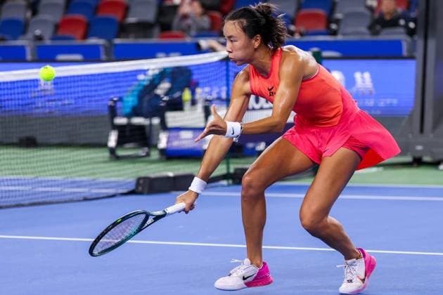 WUHAN, CHINA - OCTOBER 07: Yuan Yue of China competes in the Women s Singles Round of 64 match against Clara Burel of France on day three of 2024 Wuhan Open at Optics Valley International Tennis Center on October 7, 2024 in Wuhan, Hubei Province of China.  Copyright: xVCGx 111522382662