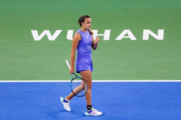 WUHAN, CHINA - OCTOBER 07: Clara Burel of France reacts in the Women s Singles Round of 64 match against Yuan Yue of China on day three of 2024 Wuhan Open at Optics Valley International Tennis Center on October 7, 2024 in Wuhan, Hubei Province of China.  Copyright: xVCGx 111522381598