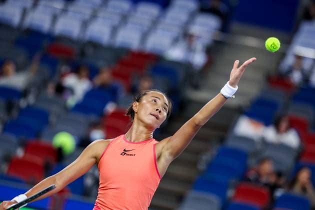 WUHAN, CHINA - OCTOBER 07: Yuan Yue of China competes in the Women s Singles Round of 64 match against Clara Burel of France on day three of 2024 Wuhan Open at Optics Valley International Tennis Center on October 7, 2024 in Wuhan, Hubei Province of China.  Copyright: xVCGx 111522377071