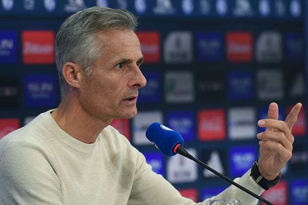 Presentation of Kees van Wonderen at FC Schalke 04 on 07 10 2024 in the Veltins Arena in Gelsenkirchen Kees van Wonderen Coach Head Coach Schalke xRx