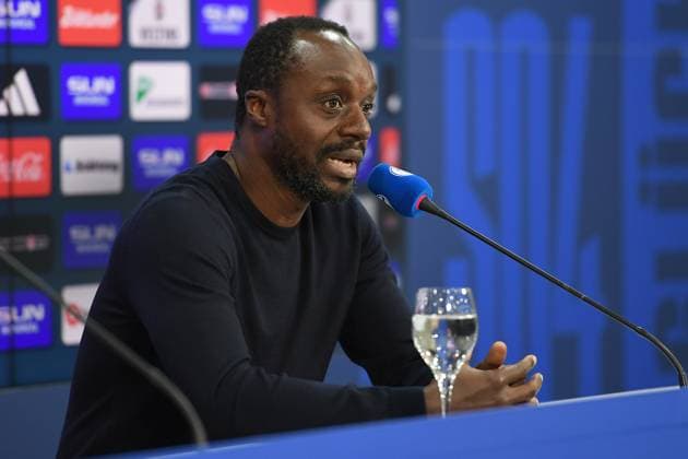 Presentation of Kees van Wonderen at FC Schalke 04 on 07 10 2024 at the Veltins Arena in Gelsenkirchen Ben Manga Director Squad Planning, Scouting and Knappenschmiede xRx