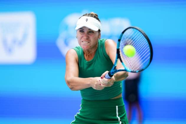 WUHAN, CHINA - OCTOBER 08: Sofia Kenin of United States competes in the Women s Singles Round of 64 match against Ekaterina Alexandrova of Russia on day four of 2024 Wuhan Open at Optics Valley International Tennis Center on October 8, 2024 in Wuhan, Hubei Province of China.  Copyright: xVCGx 111522552565