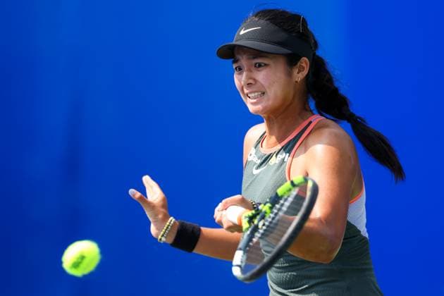 WUHAN, CHINA - OCTOBER 08: Alexandra Eala of Philippines competes in the Women s Singles Round of 64 match against Katerina Siniakova of Czech Republic on day four of 2024 Wuhan Open at Optics Valley International Tennis Center on October 8, 2024 in Wuhan, Hubei Province of China.  Copyright: xVCGx 111522559424