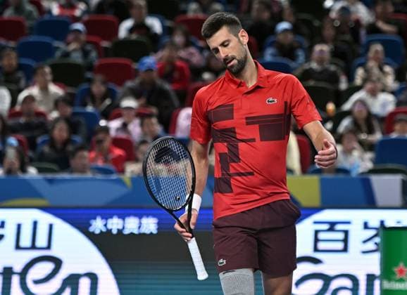 SHANGHAI, CHINA - OCTOBER 08: Novak Djokovic of Serbia competes in the Men s Singles Round of 32 match against Flavio Cobolli of Italy on Day 9 of 2024 Shanghai Rolex Masters at Qi Zhong Tennis Centre on October 8, 2024 in Shanghai, China.  Copyright: xZhangxHaohaox 111522613396