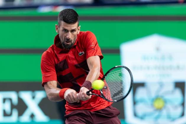SHANGHAI, CHINA - OCTOBER 08: Novak Djokovic of Serbia competes in the Men s Singles Round of 32 match against Flavio Cobolli of Italy on Day 9 of 2024 Shanghai Rolex Masters at Qi Zhong Tennis Centre on October 8, 2024 in Shanghai, China.  Copyright: xVCGx 111522613157