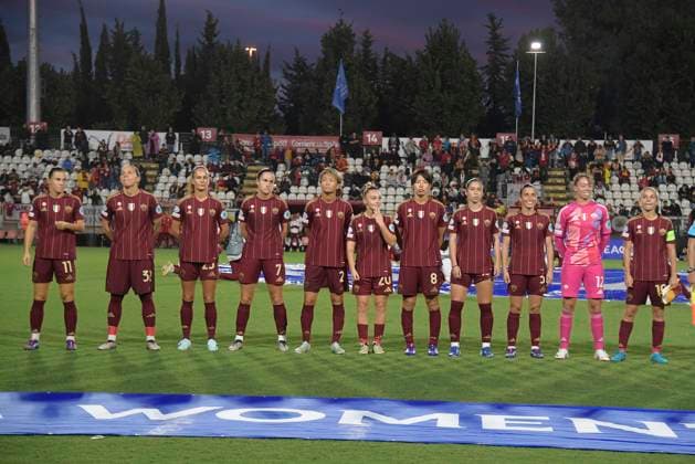 AS Roma team during the UEFA Women™s Champions League 2024 2025 Group A between AS Roma vs Wolfsburg at the Tre Fontane stadium Rome on 08 October 2024. - Soccer.  Copyright: xFabrizioxCorradetti LaPressex