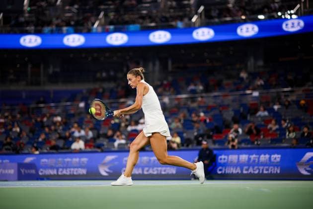 Tennis, WTA-Turnier in Wuhan WUHAN, CHINA - OCTOBER 08: Marta Kostyuk of Ukraine hits a return in the Women s Singles Round of 64 match against Elina Avanesyan of Armenia on day four of 2024 Wuhan Open at Optics Valley International Tennis Center on October 8, 2024 in Wuhan, Hubei Province of China.  Copyright: xVCGx 111522622666