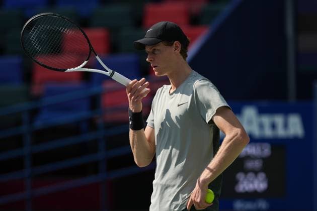 (241009) -- SHANGHAI, Oct. 9, 2024 -- Jannik Sinner reacts during the men s singles round of 16 match between Jannik Sinner of Italy and Ben Shelton of the United States at the ATP, Tennis Herren World Tour Shanghai Masters tennis tournament in Shanghai, east China, Oct. 9, 2024. ) (SP)CHINA-SHANGHAI-TENNIS-ATP TOUR-SHANGHAI MASTERS(CN) XuxYanan 
