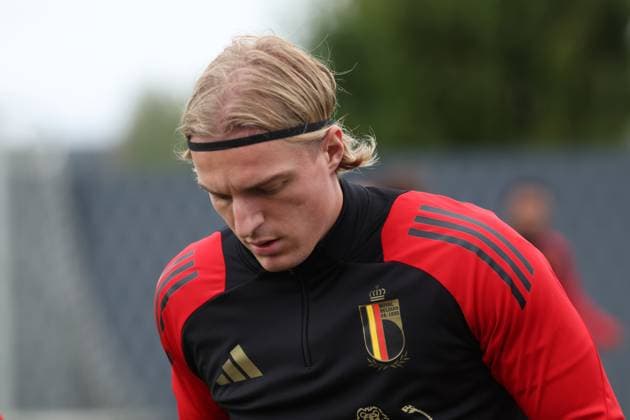 Fußball, Nationalteam Belgien Training Belgium s Sebastiaan Bornauw pictured during a training session of the Belgian national soccer team Red Devils, at the Royal Belgian Football Association s training center, in Tubize, Wednesday 09 October 2024. The Red Devils are playing against Italy on Thursday, for the UEFA Nations League 2025. VIRGINIExLEFOUR  x102202400x