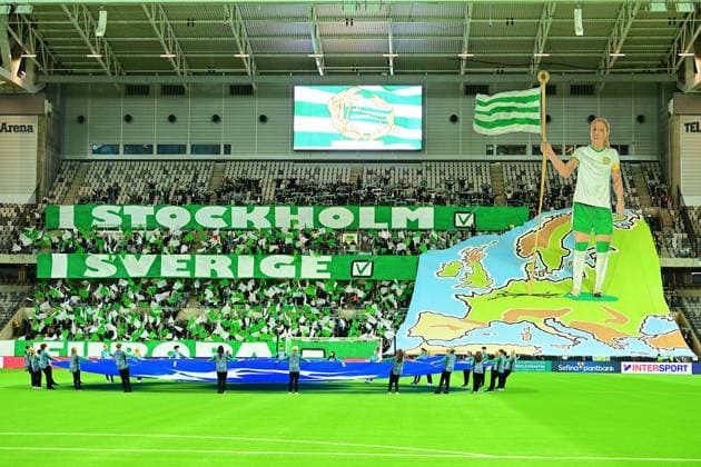 Stockholm Arena, Stockholm, Sweden, October 9th 2024: Hammarby IF FF tifo ahead of the UEFA Womens Champions League group D game on October 9th 2024 between Hammarby IF and St Polten at Stockholm Arena in Stockholm, Sweden (Peter Sonander SPP) Copyright: xPeterxSonander SPPx spp-en-PeSo-PSon-20241009-183850_PS_9683