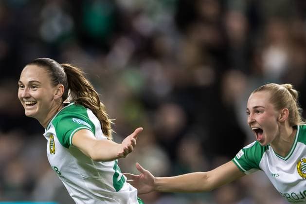 241009 Vilde Hasund of Hammarby celebrates the 1 0 goal during the UEFA Women s Champions League football match between Hammarby and St Pölten on October 9, 2024 in Stockholm Photo Kenta Jönsson BILDBYRAN COP 210 KJ0195 fotboll football soccer fotball champions league hammarby st pölten dam bbeng bbauto jubel  Copyright: KENTAxJÖNSSON BB241009KJ036