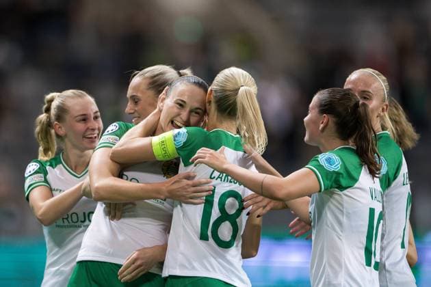 241009 Vilde Hasund of Hammarby celebrates the 1 0 goal during the UEFA Women s Champions League football match between Hammarby and St Pölten on October 9, 2024 in Stockholm Photo Kenta Jönsson BILDBYRAN COP 210 KJ0195 fotboll football soccer fotball champions league hammarby st pölten dam bbeng bbauto jubel  Copyright: KENTAxJÖNSSON BB241009KJ041
