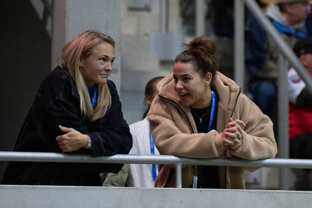 uMagdalena Eriksson 5 FC Bayern nd Lena Oberdorf 8 Bayern at the UEFA Womens Champions League match FC Bayern Munich Arsenal Women Football Club on 09 10 2024