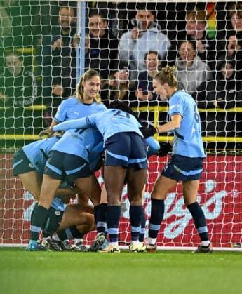 Manchester City Women v FC Barcelona, Barca Women UEFA Womens Champions League Naomi Layzell of Manchester City women celebrates after the first goal during the UEFA Womens Champions League Group D match at Joie Stadium, Manchester UK Newspapers OUT Copyright: xKarlxVallantinex FIL-20747-0021
