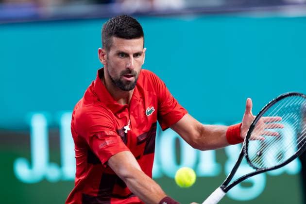 SHANGHAI, CHINA - OCTOBER 09: Novak Djokovic of Serbia competes in the Men s Singles Round of 16 match against Roman Safiullin of Russia on Day 10 of 2024 Shanghai Rolex Masters at Qi Zhong Tennis Centre on October 9, 2024 in Shanghai, China.  Copyright: xVCGx 111522783942