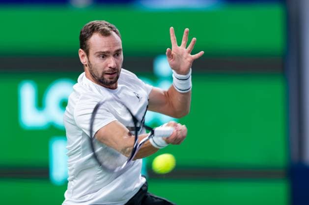 SHANGHAI, CHINA - OCTOBER 09: Roman Safiullin of Russia competes in the Men s Singles Round of 16 match against Novak Djokovic of Serbia on Day 10 of 2024 Shanghai Rolex Masters at Qi Zhong Tennis Centre on October 9, 2024 in Shanghai, China.  Copyright: xVCGx 111522783939