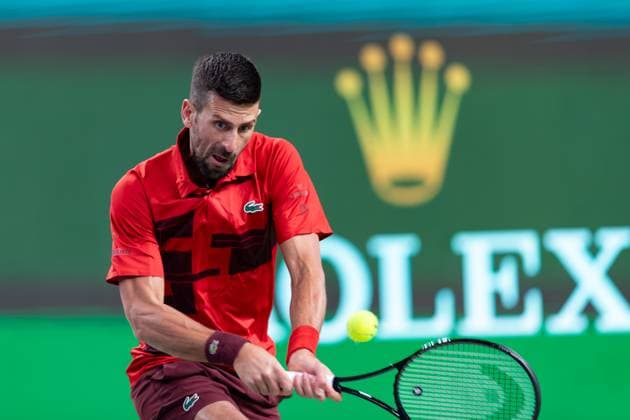 SHANGHAI, CHINA - OCTOBER 09: Novak Djokovic of Serbia competes in the Men s Singles Round of 16 match against Roman Safiullin of Russia on Day 10 of 2024 Shanghai Rolex Masters at Qi Zhong Tennis Centre on October 9, 2024 in Shanghai, China.  Copyright: xVCGx 111522783937